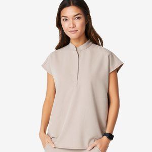 XS Figs RAFAELA Mandarin Collar Scrub Boulder NWT